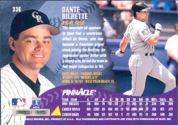 1995 Pinnacle #336 Dante Bichette Back