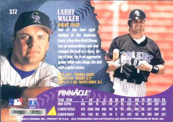 1995 Pinnacle #372 Larry Walker Back