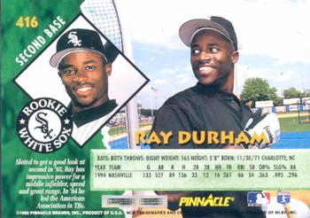 1995 Pinnacle #416 Ray Durham Back