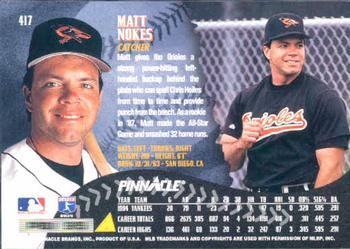 1995 Pinnacle #417 Matt Nokes Back
