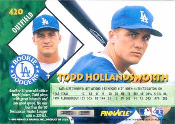 1995 Pinnacle #420 Todd Hollandsworth Back