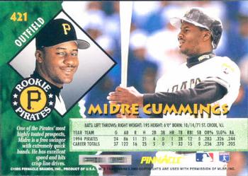 1995 Pinnacle #421 Midre Cummings Back