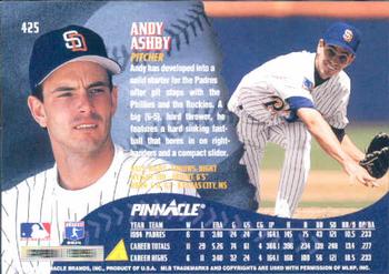 1995 Pinnacle #425 Andy Ashby Back
