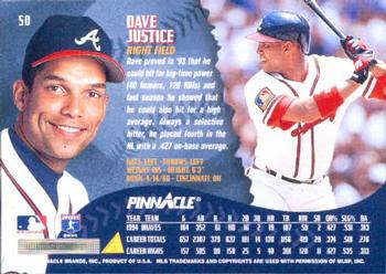 1995 Pinnacle #50 Dave Justice Back
