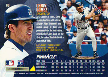 1995 Pinnacle #69 Chris Gomez Back
