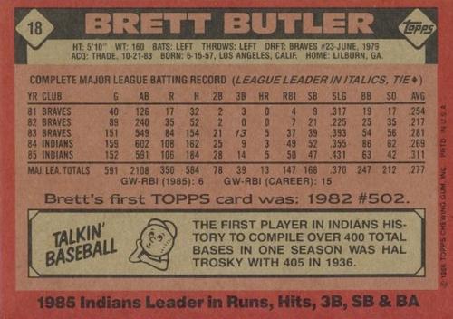 1986 Topps Super #18 Brett Butler Back