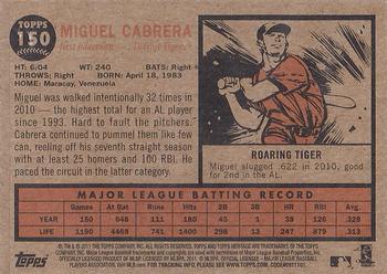 2011 Topps Heritage #150 Miguel Cabrera Back