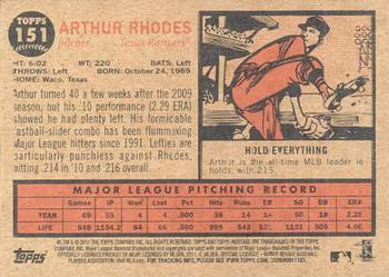 2011 Topps Heritage #151 Arthur Rhodes Back