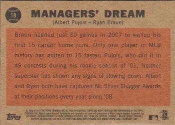 2011 Topps Heritage #18 Managers' Dream (Albert Pujols / Ryan Braun) Back