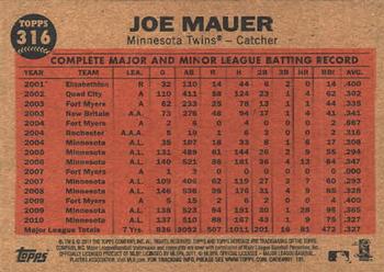 2011 Topps Heritage #316 Mauer Sends One Into Orbit Back