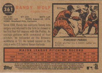 2011 Topps Heritage #361 Randy Wolf Back