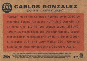 2011 Topps Heritage #396 Carlos Gonzalez Back
