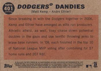 2011 Topps Heritage #401 Dodgers Dandies (Matt Kemp / Andre Ethier) Back