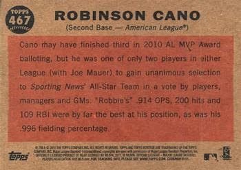 2011 Topps Heritage #467 Robinson Cano Back