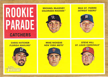 2011 Topps Heritage #496 Michael McKenry / Max St. Pierre / Chris Hatcher / Mike Nickeas / Steve Hill Front