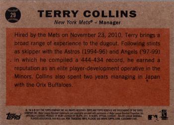 2011 Topps Heritage #29 Terry Collins Back