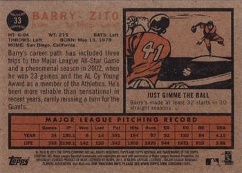 2011 Topps Heritage #33 Barry Zito Back