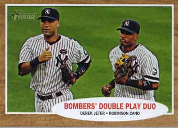2011 Topps Heritage #37 Bombers' Double Play Duo (Derek Jeter / Robinson Cano) Front