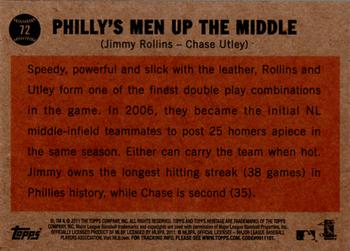 2011 Topps Heritage #72 Philly's Men Up the Middle (Jimmy Rollins / Chase Utley) Back
