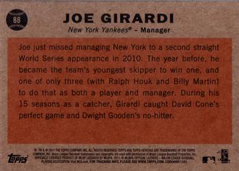 2011 Topps Heritage #88 Joe Girardi Back