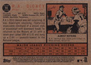 2011 Topps Heritage #94 R.A. Dickey Back