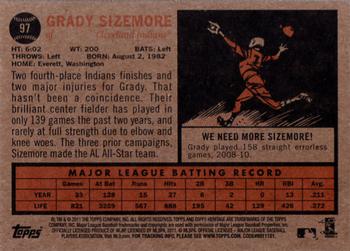 2011 Topps Heritage #97 Grady Sizemore Back