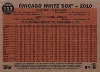 2011 Topps Heritage #113 Chicago White Sox Back