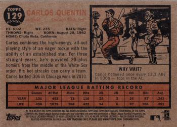 2011 Topps Heritage #129 Carlos Quentin Back