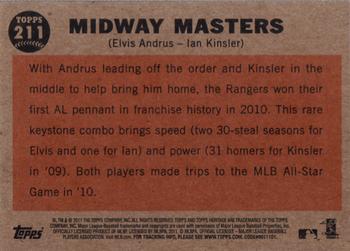 2011 Topps Heritage #211 Midway Masters (Elvis Andrus / Ian Kinsler) Back