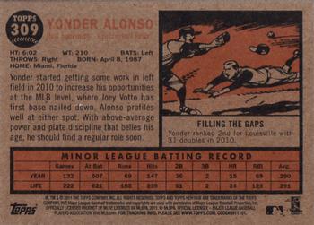 2011 Topps Heritage #309 Yonder Alonso Back