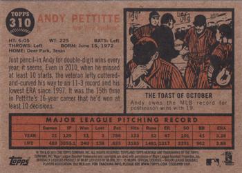 2011 Topps Heritage #310 Andy Pettitte Back