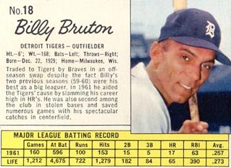 1962 Jell-O #18 Bill Bruton Front