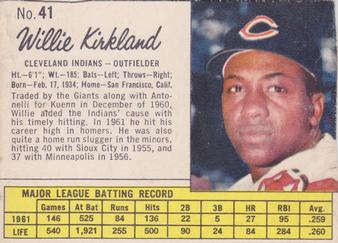 1962 Jell-O #41 Willie Kirkland Front