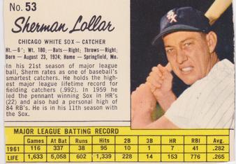 1962 Jell-O #53 Sherm Lollar Front