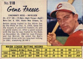 1962 Jell-O #118 Gene Freese Front