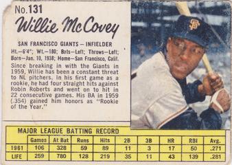 1962 Jell-O #131 Willie McCovey Front