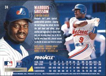 1995 Pinnacle - Artist's Proofs #34 Marquis Grissom Back