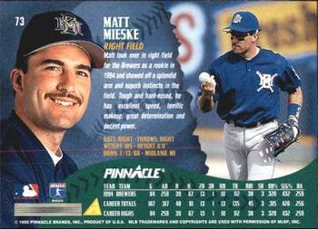 1995 Pinnacle - Artist's Proofs #73 Matt Mieske Back
