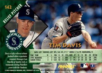 1995 Pinnacle - Artist's Proofs #142 Tim Davis Back