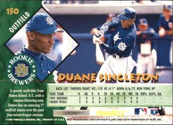 1995 Pinnacle - Artist's Proofs #150 Duane Singleton Back