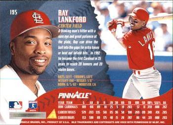 1995 Pinnacle - Artist's Proofs #195 Ray Lankford Back
