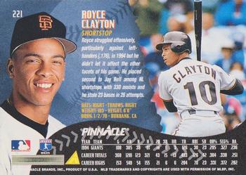 1995 Pinnacle - Artist's Proofs #221 Royce Clayton Back