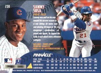 1995 Pinnacle - Artist's Proofs #230 Sammy Sosa Back