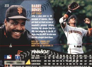 1995 Pinnacle - Artist's Proofs #272 Barry Bonds Back