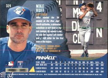 1995 Pinnacle - Artist's Proofs #324 Mike Huff Back