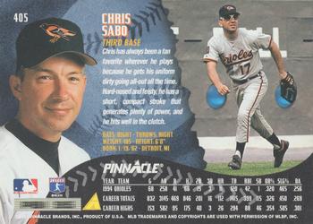 1995 Pinnacle - Artist's Proofs #405 Chris Sabo Back
