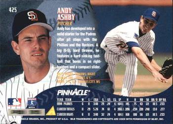 1995 Pinnacle - Artist's Proofs #425 Andy Ashby Back