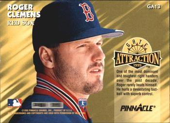 1995 Pinnacle - Gate Attractions #GA13 Roger Clemens Back