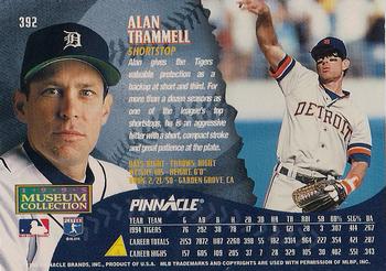 1995 Pinnacle - Museum Collection #392 Alan Trammell Back