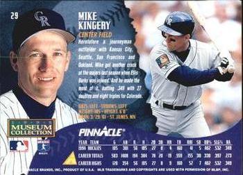 1995 Pinnacle - Museum Collection #29 Mike Kingery Back
